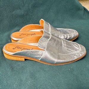 EUC Silver Free People mules/slides size 6.5/7